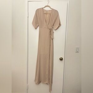 NWOT Mod Ref Elegant Beige Wrap Maxi Dress